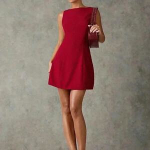 Burgundy Elegant Women's Solid Color Sleeveless Bodycon Mini Dress